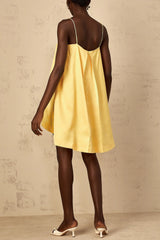 edwina applique floral Embroidered Mini Dress in yellow