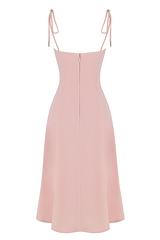 blush slit midi sun dress