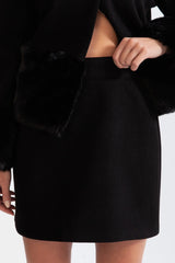 maureen Faux fur Co-Ord with jacket and skirt - Black