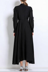 susanna floral Applique Shirt Midi Dress in black