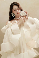 bernice Ruffle Layer Crinkle Chiffon Mini Dress in white