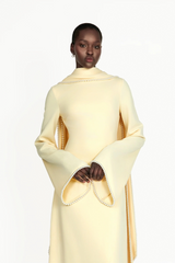 murray Yellow Pearl Trim Shawl Detail Maxi Dress