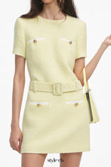 apphia Tweed low-rise pants set in yellow