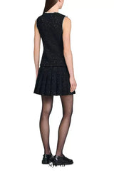 Jody Black Tweed Vest with Pearls embellished