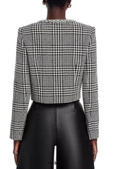 virginia Houndstooth Crystal Trim Jacket - Black/White