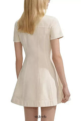vanessa Cream Collared Denim Mini Dress