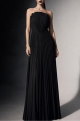 Carlotta Black Strapless Pleated Maxi Dress