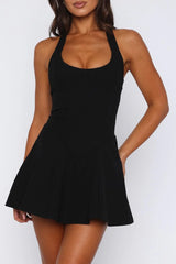 roxanne backless Halter Mini Dress in black