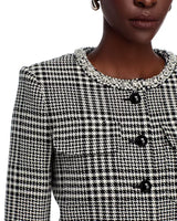 virginia Houndstooth Crystal Trim Jacket - Black/White