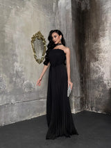 Carlotta Black Strapless Pleated Maxi Dress