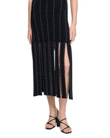 marjorie Fringed Knit Maxi Dress in black