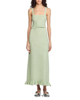 Rhinestone Trim Knit Crop Top in Almond Green