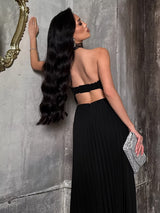 Carlotta Black Strapless Pleated Maxi Dress