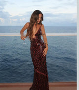 The Sequin Maxi Dress in Brown