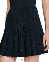 Jody Black Short Tweed Pleated Skirt