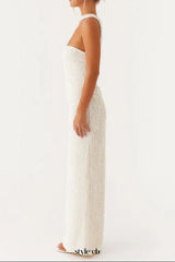 halter strapless slit Maxi Dress in Ivory