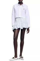 Lace Flower Embroidery mini skirt in Sky Blue