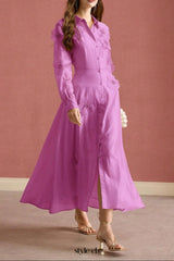 susanna floral Applique Shirt Midi Dress in pink