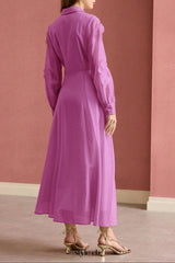 susanna floral Applique Shirt Midi Dress in pink