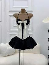 dominic Halter Black White Patchwork Mini Dress