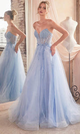 Ladivine  Beaded Appliqued A-Line Prom Gown