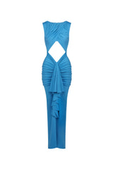 lily Drape Disconnect Tank maxi Dress in blue