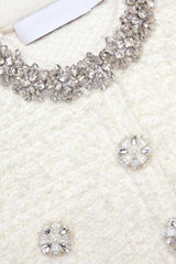 alisa Diamond-embellished tweed cardigan skirt set in white