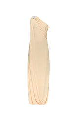 xaviera one-shoulder pleated backless maxi dress in yellow
