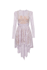 sabrina Lilac long sleeve Lace Satin Mini Dress