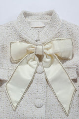 theresa Large bow feather blazer mini dress in white