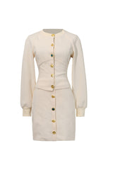 tabitha Embellished Button Co-ord Set – Ivoire