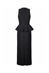 gladys Crystal Embellished Peplum halter Maxi Dress in Black
