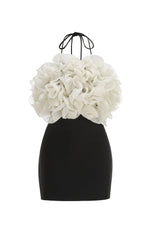 rosemary Ruffle backless Mini Dress in black