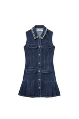 blue Denim Sleeveless Mini Dress