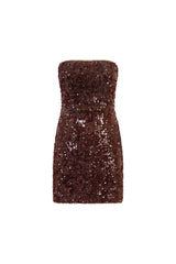 Strapless sequin Mini Dress in Burgundy