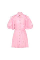 elvira 3D-Petal Belted Mini Shirt Dress in Pink