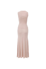 eartha sleeveless knitted dress top skirt set in apricot