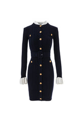 clementine Navy Viscose Knit Mini Dress