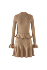 alisa Gold Lurex Peplum Knit Mini Dress