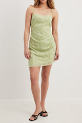 Structured Tie Back Mini Dress in green