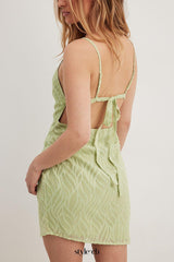 Structured Tie Back Mini Dress in green