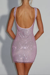 victoria Sequin backless bodycon Mini Dress - Pink