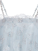 Tutu Light Blue Sleeveless Flower Diamond Short Doll Dress