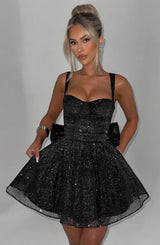 jacqueline Mini Dress - Black Sparkle