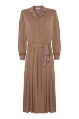 Drawstring waist midi dress in brown