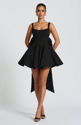 kristin back bow embellished Mini Dress in Black