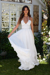 yvonne rhinestone embellished print layer maxi Dress in White