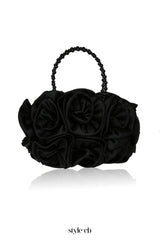 Satin Rosettes Pearl Handbag