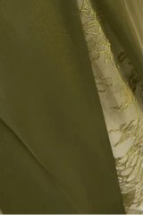 Green Exclusive Lace-Inset Silk Maxi Slip Dress