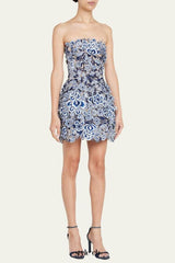 Strapless Threadwork Embroidered Mini Dress